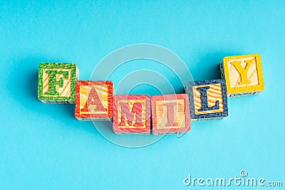 â€œFAMILYâ€ÂÃ‚Â wordings on wooden blocks Stock Photo